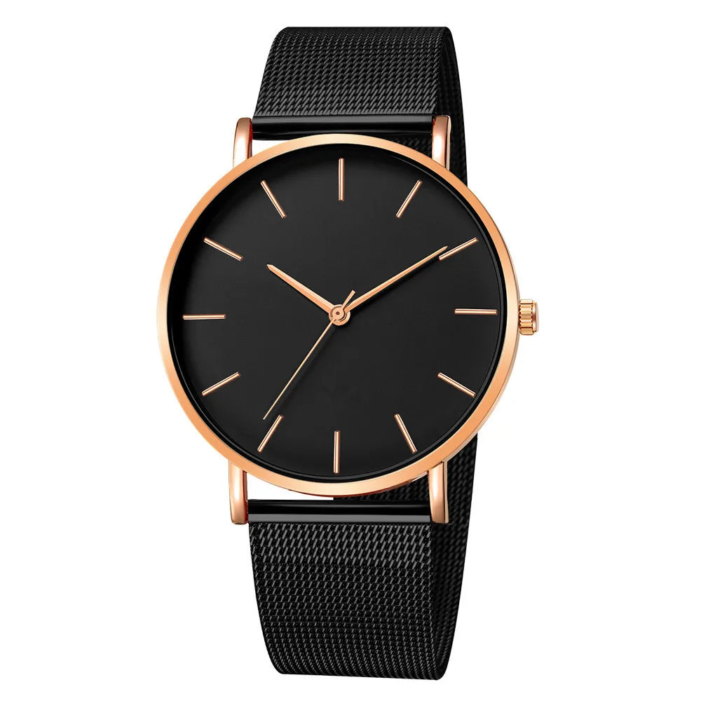 Luxury Metal Mesh Quartz Elegant Rose Gold Wristwatch