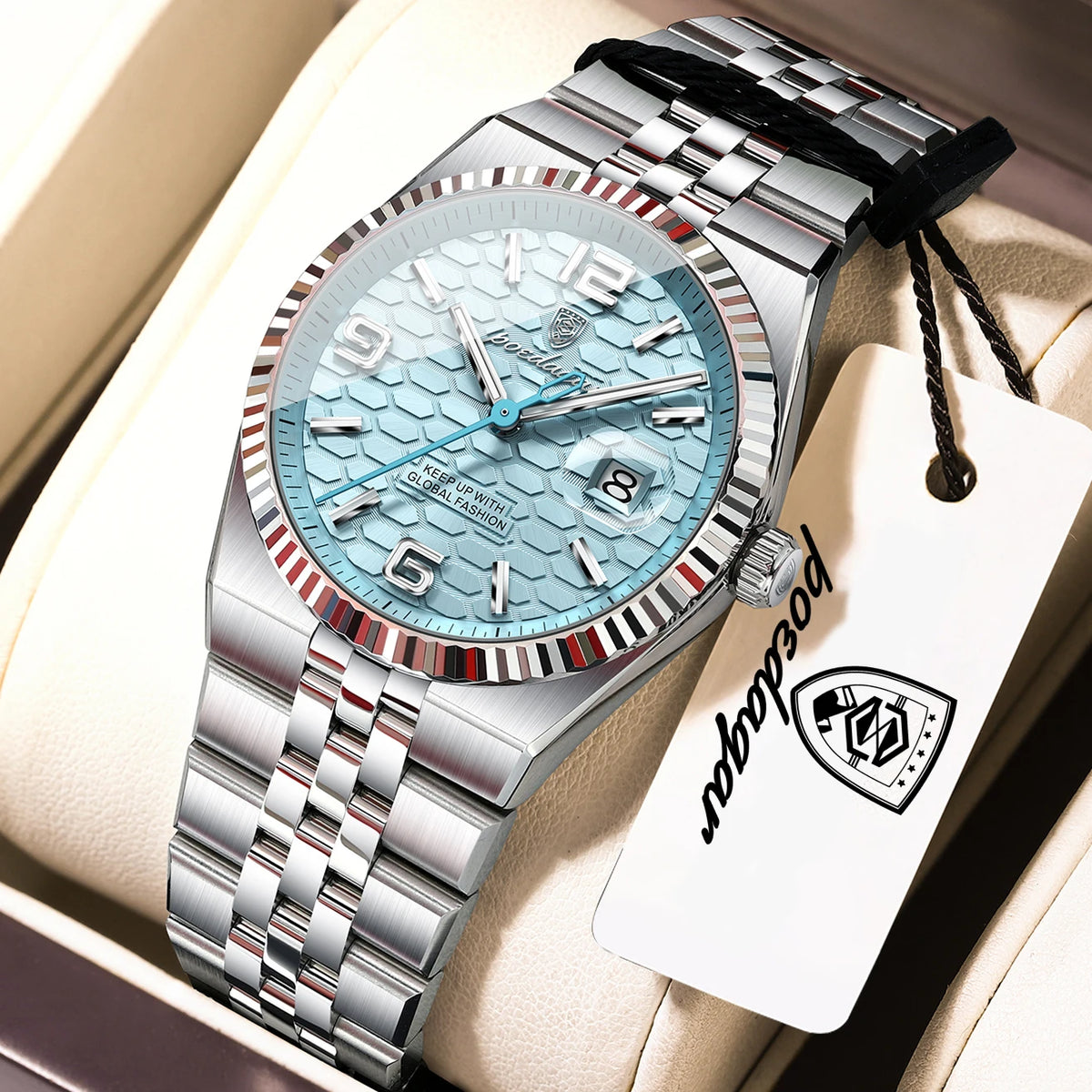 Quartz Stainless Steel Date Elegant Luminous Waterproof Watch