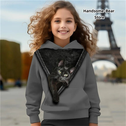 Cat 3D Print Spring Casual Sweatshirts Hoodies