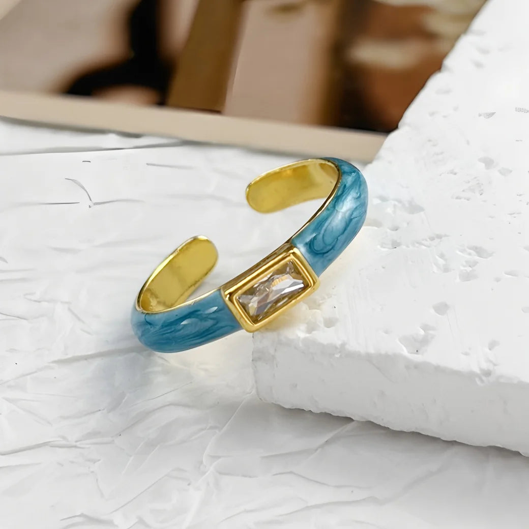 925 Sterling Silver Drip Glaze Butterfly Zircon Rings
