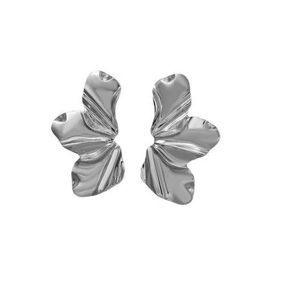 Stainless Steel Half Flower Stud Earrings