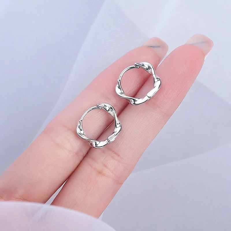 925 Sterling Silver Zircon Buckle Earrings