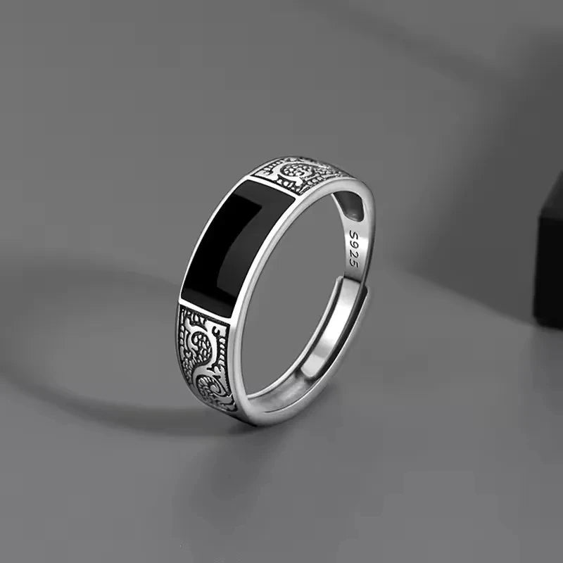 Sam Panda 925 Sterling Silver Simple Vintage Big Ball Ring