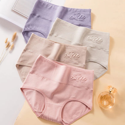 4PCS High Waist Cotton Underpants Plus Size Lingerie