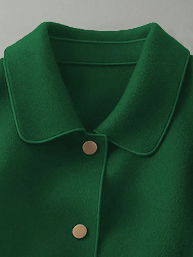 Classic Solid Short Woolen Warm Clothing Button Up Coat