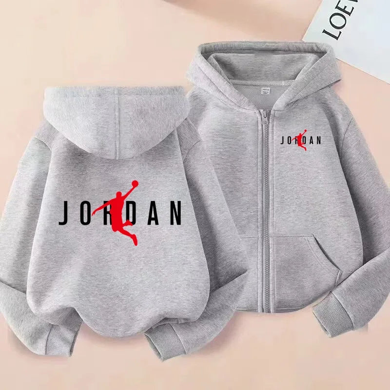 Zipper Style Hoodie 3-12Yrs Casual Sports Sweatshirt