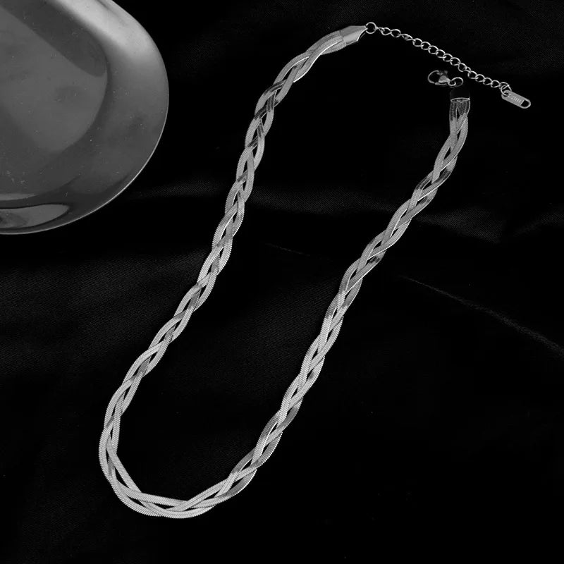 Crossover Snake Chain Necklace Bracelets Jewelry Set