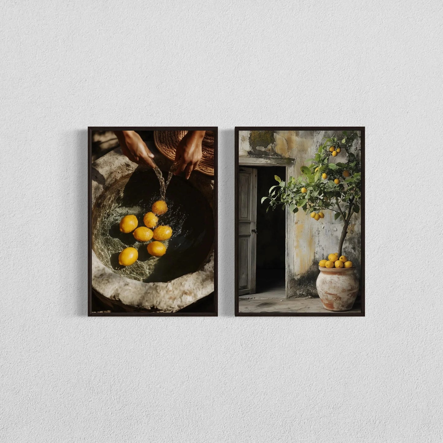 2pcs/set Neutral Olive Tree Shadow Vase Canvas