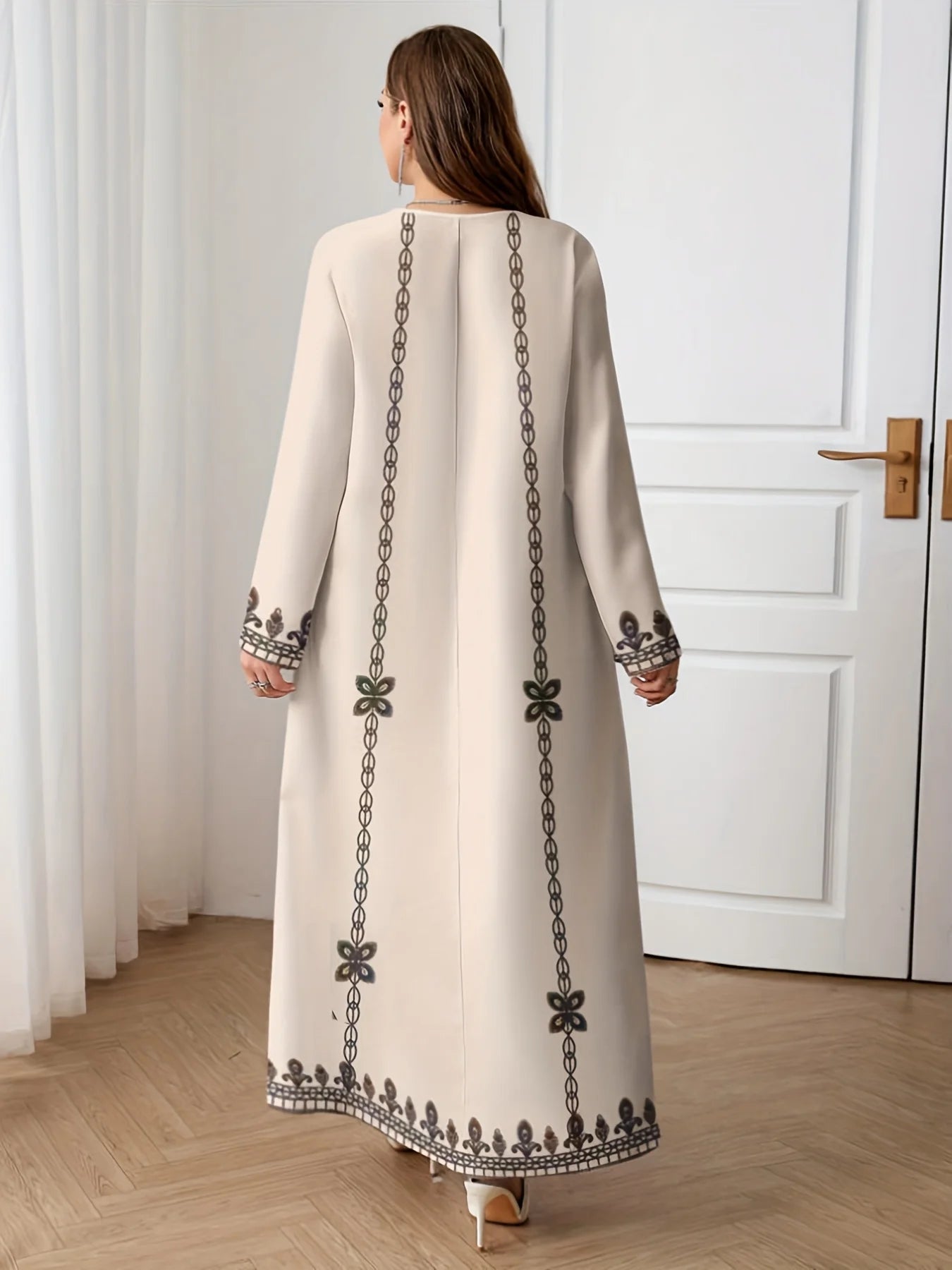 Middle Eastern Robe Plus-Size Long-Sleeve Dress