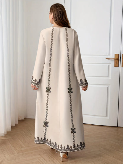 Middle Eastern Robe Plus-Size Long-Sleeve Dress