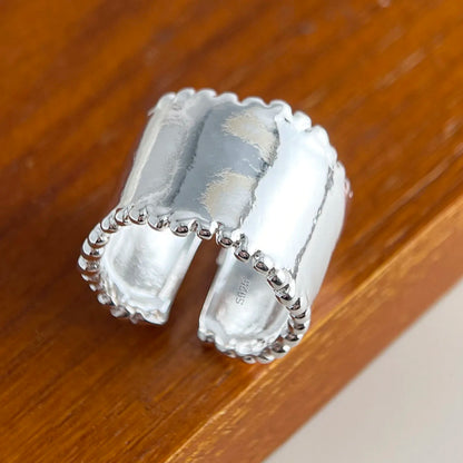 925 Sterling Silver Geometric Wide Sparkling Ring