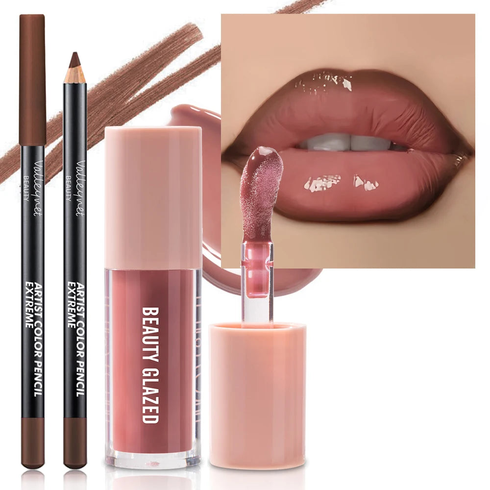 2pcs/Set Velvet Texture Lip Makeup Matte Effect Lip Makeup