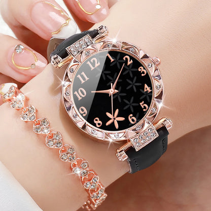 DANA Rhinestone Heart Bracelet Set watch