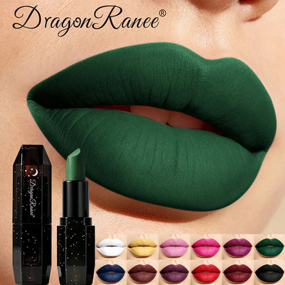 Matte Dark Purple Green Lipstick Waterproof White Black Velvet Lip Stick