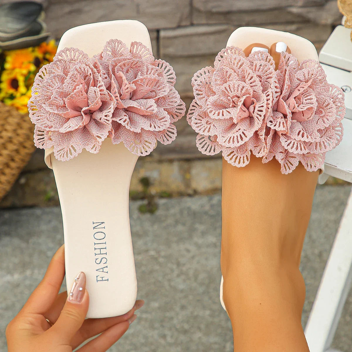 Flower Flat Casual Walking Slippers