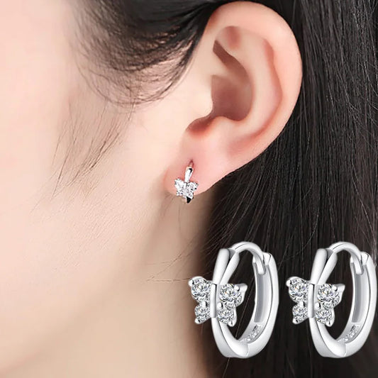 925 Sterling Silver Zircon Buckle Earrings