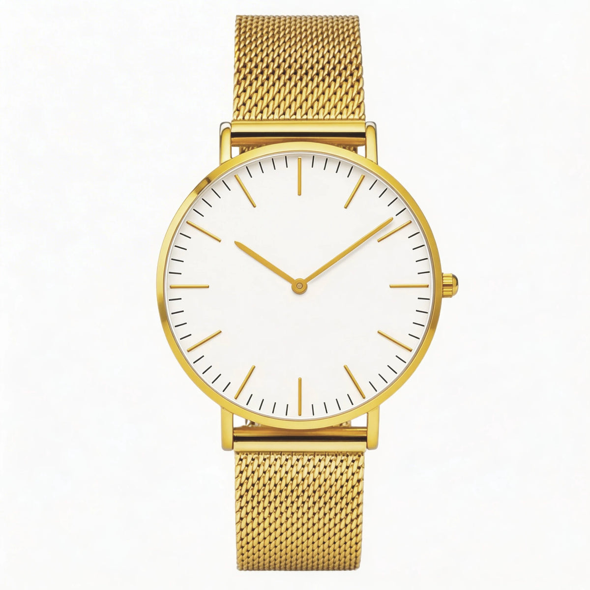 Luxury Metal Mesh Quartz Elegant Rose Gold Wristwatch
