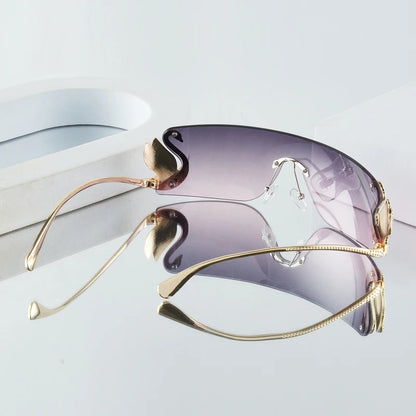 Frameless with Rhinestone Embellished Swan Sunglasses