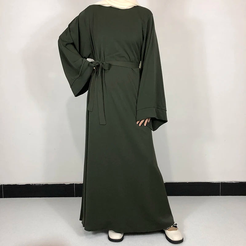 Abaya With Free Belt Muslim Dress