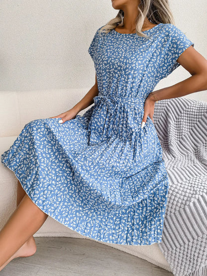 Short Sleeve High Waist Dress