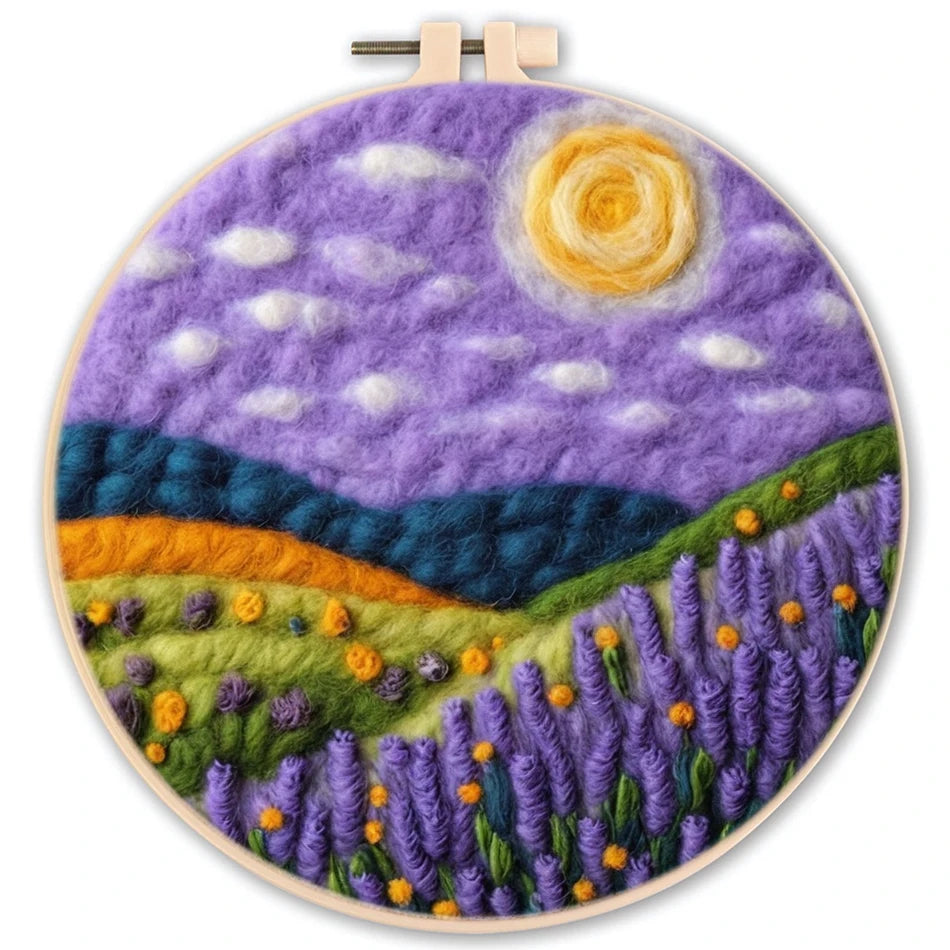 Waterfall Landscape Wool Felting Painting Frame DIY Wool Embroidery Kit