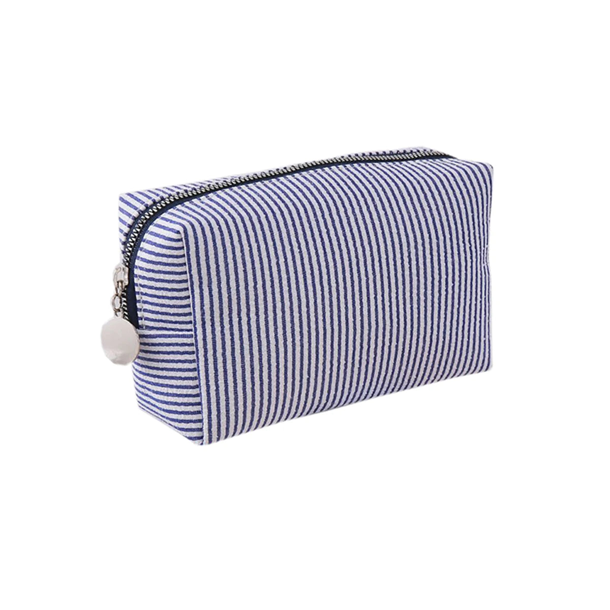Cute Striped Canvas Pencil Case Small Travel Pouch with Zipper