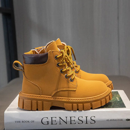 Boy Girl Short Non-Slip British Leather Boots