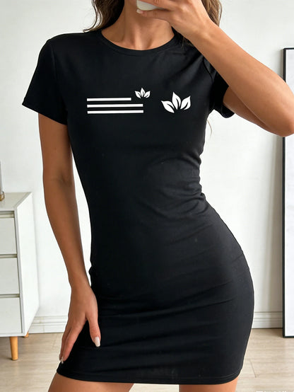 Short-Sleeved Round Neck Short Sleeves Casual Style Dress