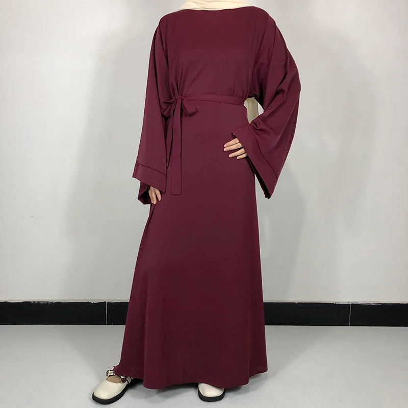Abaya With Free Belt Muslim Dress