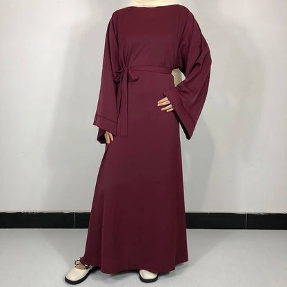 Abaya With Free Belt Muslim Dress