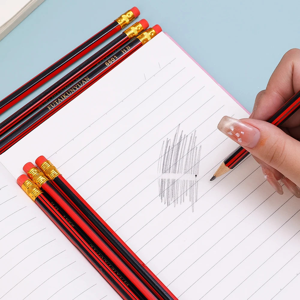 40/30/10PCS Wooden Lead Pencils with Eraser Stationery