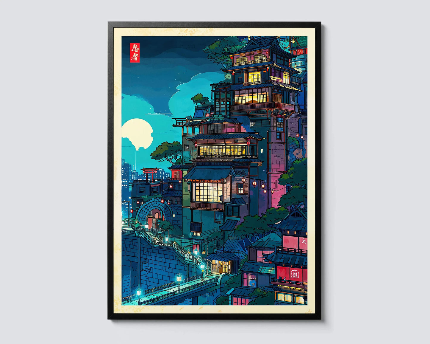 Japanese Tokyo Teahouse Cartoon Canvas Print