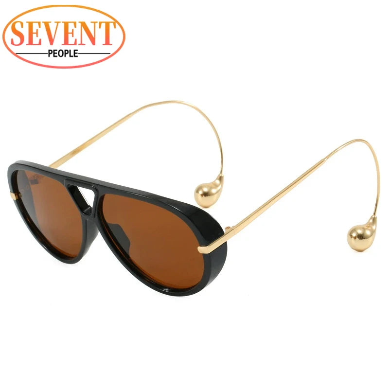 Oversized Oval Punk Pilot Sunglasses