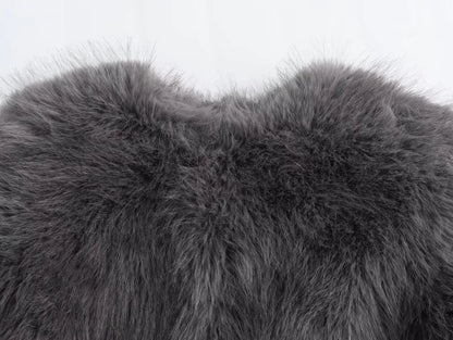 Faux fur Fall/Winter Effect Round Neck Long Sleeve Short Jacket