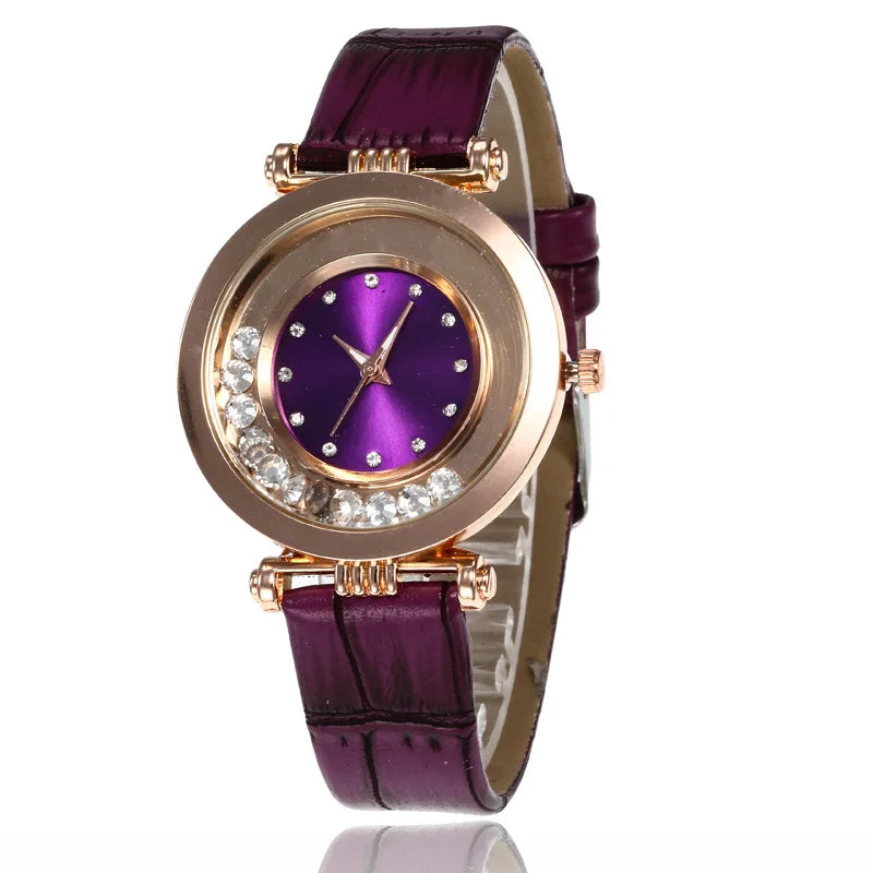 Ultra-thin rhinestone quartz watch