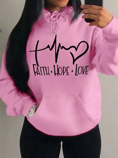 Faith Hope Love Letter Graphic Fleece Pullover