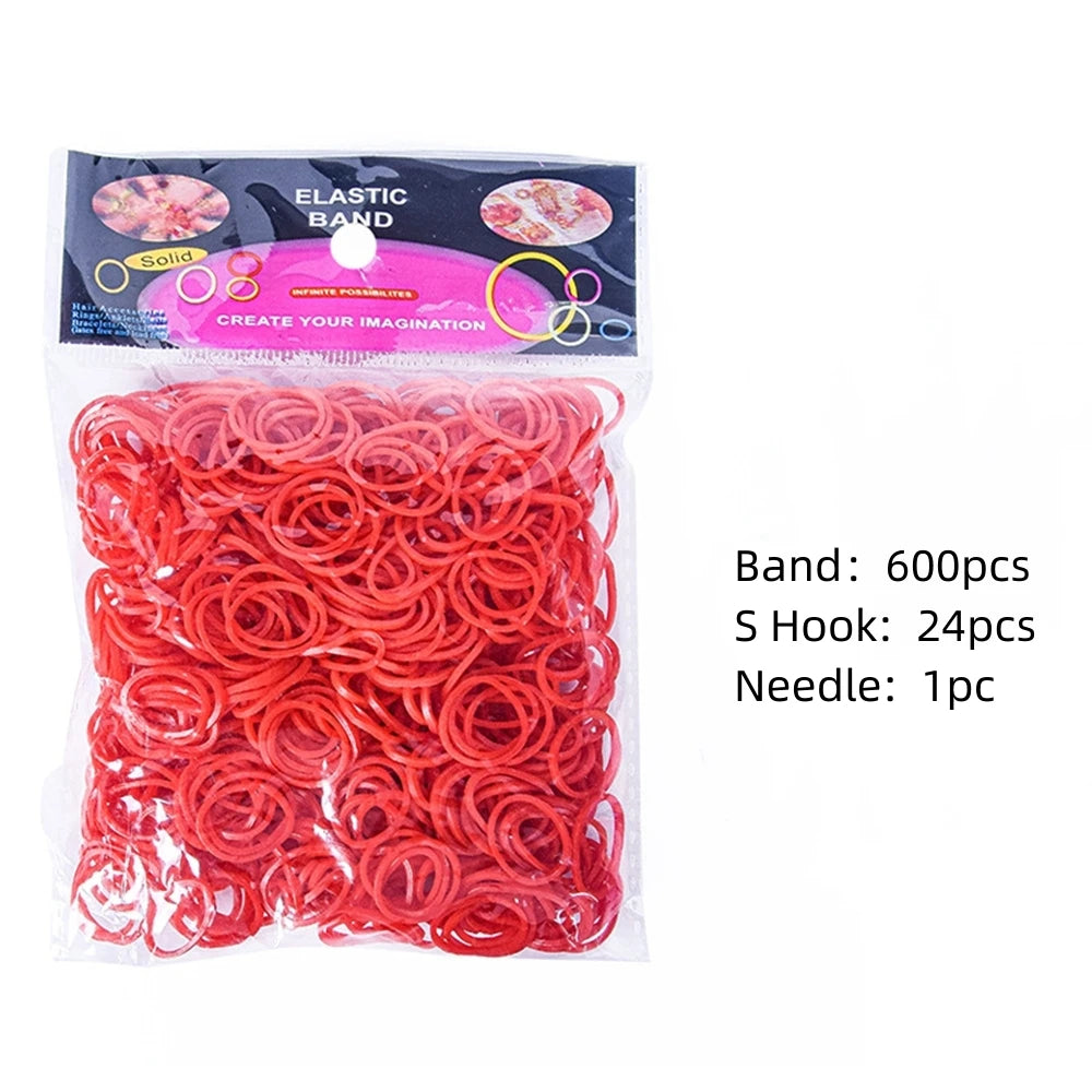 600pcs Elastic Colorful Rubber Loom Wristbands Weaving DIY Craft