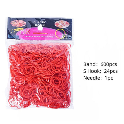 600pcs Elastic Colorful Rubber Loom Wristbands Weaving DIY Craft