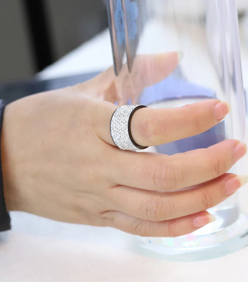 8 row Austria Crystal Stainless Steel Rings