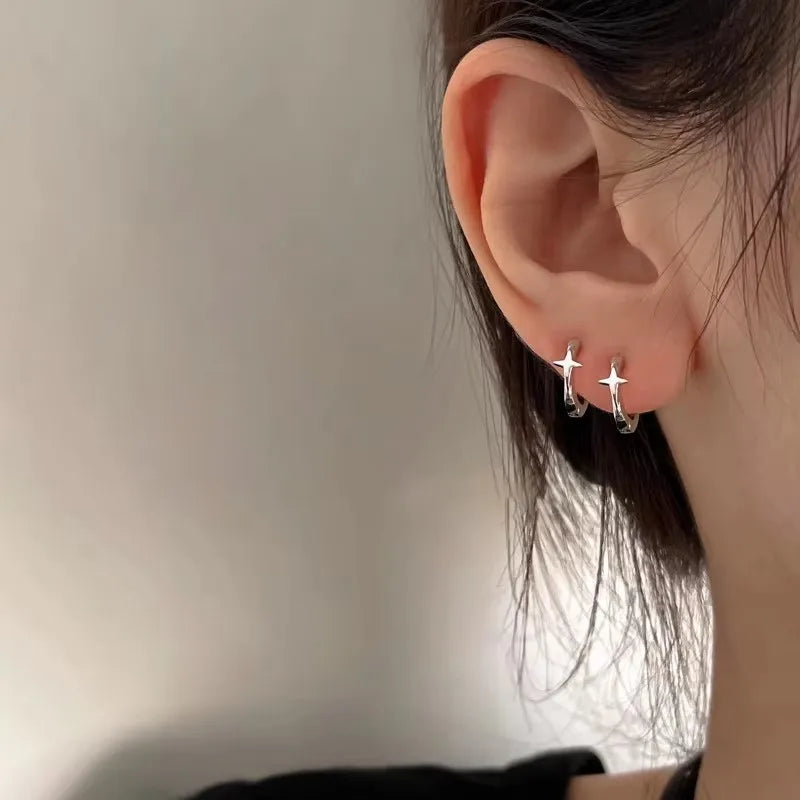925 Sterling Silver Frosting Hoop Earrings