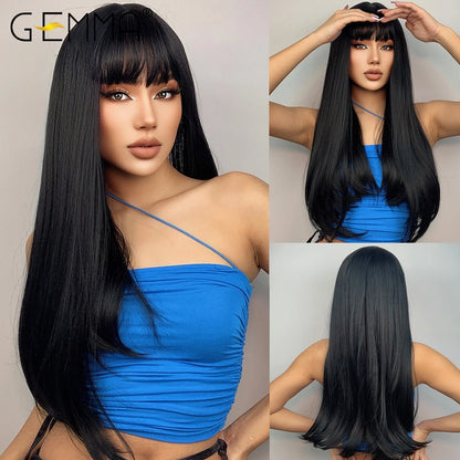 Brown Blonde Long Straight Synthetic Wigs