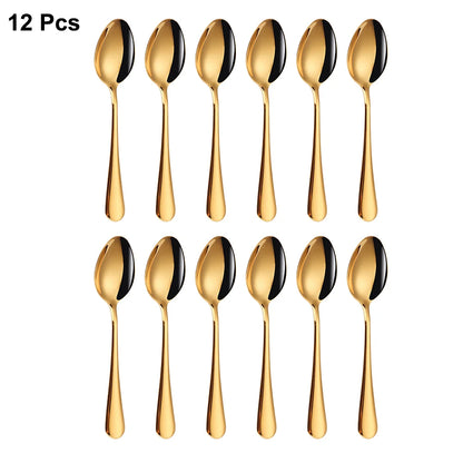 4/6/12 Pieces Gold Dessert Stirring Spoons Set
