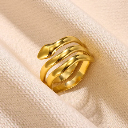 خواتم ثعبان من الفولاذ المقاوم للصدأ مطلية بالذهب 316L