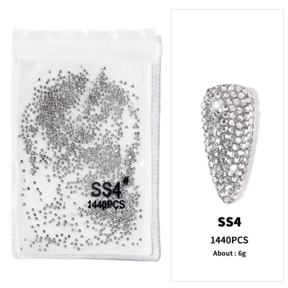 12Gird 3D Glass AB Crystal Nail Art Rhinestones Kit