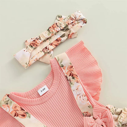 0-18 Months Cotton Ruffle Sleeve Butterfly Floral Dress