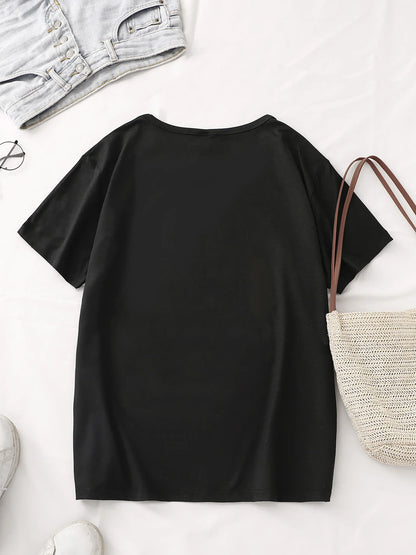 Sporty Casual Striped Bear Print T-Shirt