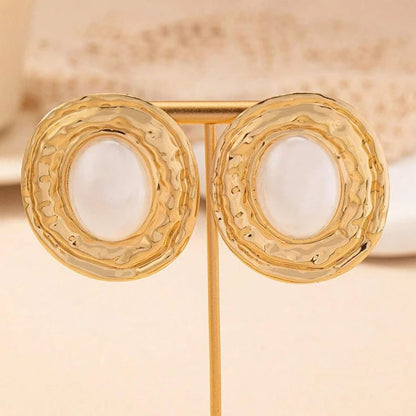 Exaggerated Big Pearl Oval Earrings