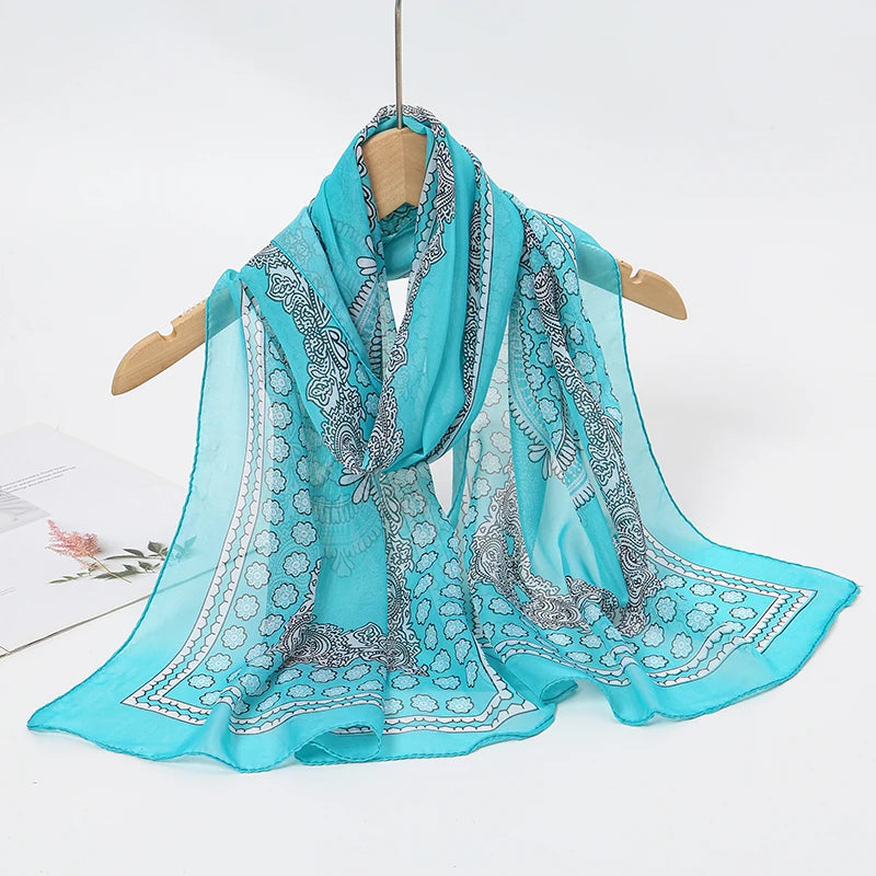 Chiffon Long Silk Scarf Turban