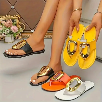 Luxury Flat Beach Metal Sandals