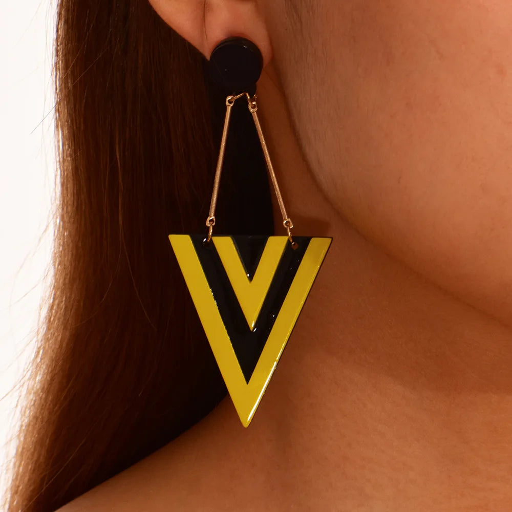 Triangle Long Dangle Geometric Earrings